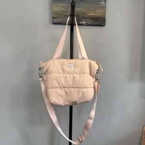 Wilo Cream Quilted Puffer Tote with Detachable Strap